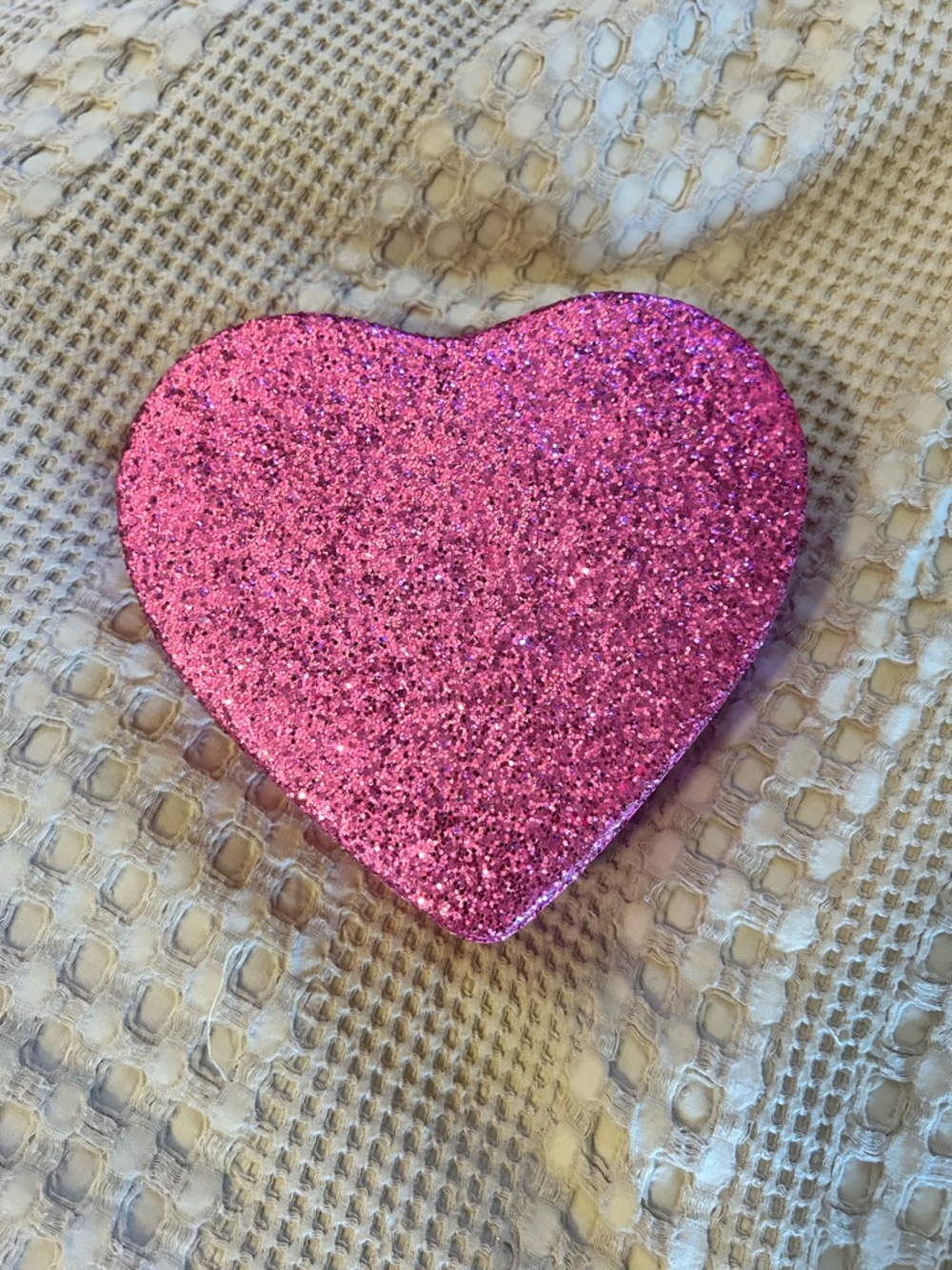 Pink Glitter Heart Shaped Tin Box